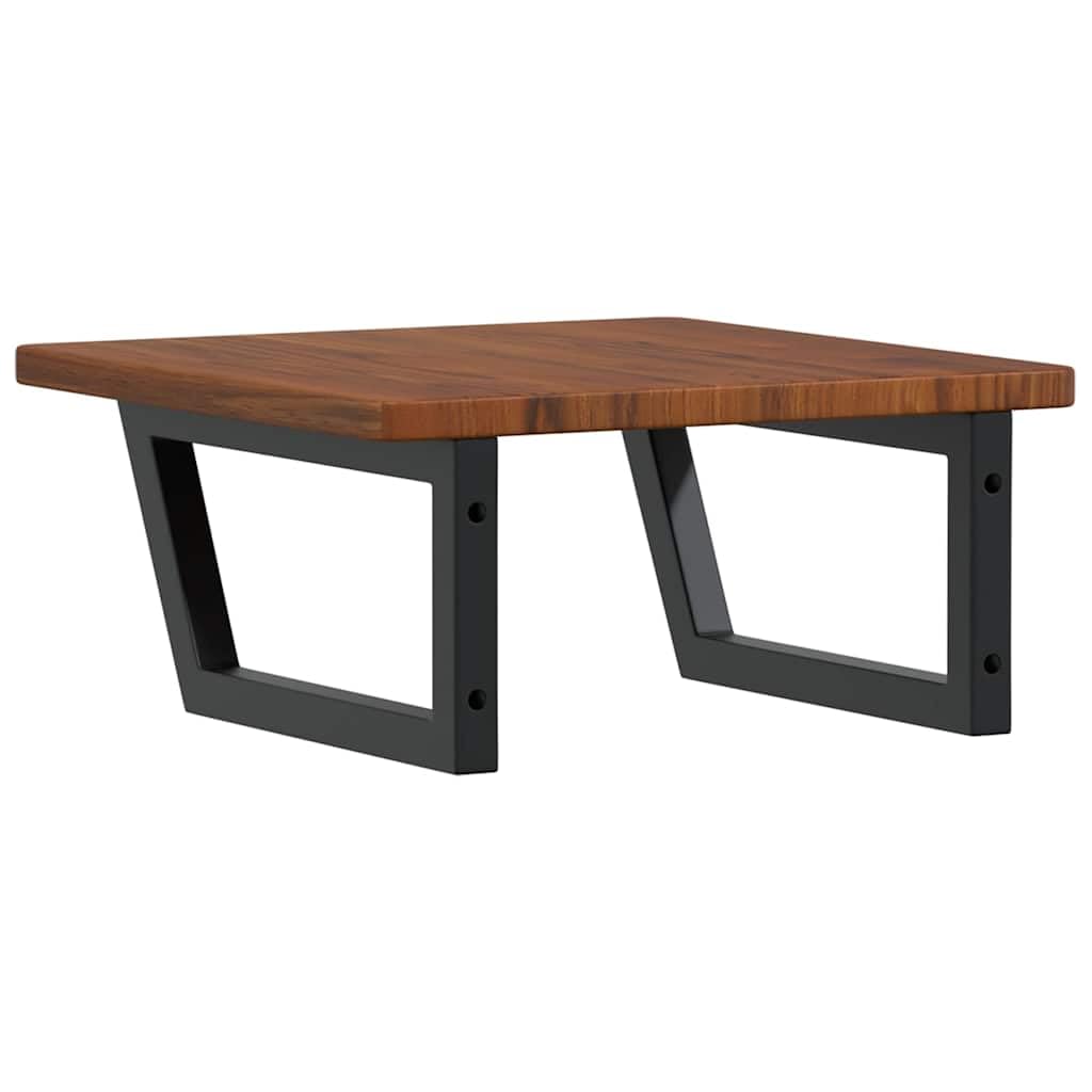 Piano lavabo in legno di rovere massiccio con supporto in acciaio, trapezoidale, 50 x 50 x 2,5 cm, portata fino a 100 kg, salvaspazio, per bagno, montaggio a parete