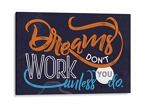 INTALENCE ART Inspirational Canvas Wall Art Motivational Quote Home Decor, 12x18in Dreams Poster for Man Woman Canvas Print, Modern Office Decoration. Premium Gallery Wrap Artwork Easy Ready to Hang.