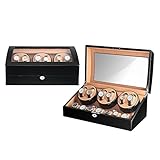 HCZKIUJY Caja automática de Madera con 6 Posiciones de Enrollado y 7 Compartimentos para exhibir Relojes. Motor silencioso. 5 Modos de rotación para Relojes de Hombre y Mujer