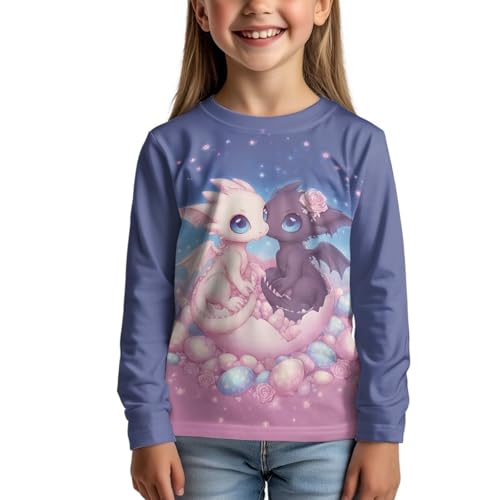 Image of WELLFLYHOM Long Sleeve T-Shirt for Boys Girls 3-16 Years Old Tee Tops Crewneck Pullover Shirts Fall Outfits