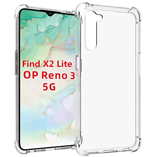 HUANGTAOLI Custodia per OPPO Find X2 Lite 5G, Rinforzare la con Angoli Protettiva Silicone Trasparente Bumper Cover per OPPO Find X2 Lite 5G