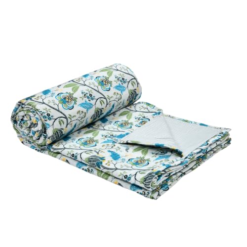 Image of Home Ecstasy 100% Cotton Mulmul Reversible Dohar for Double Bed 210 GSM (86 x 88 inches), Teal