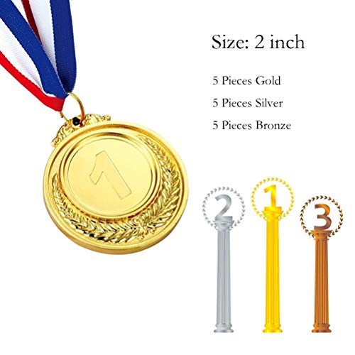 Haploon 15 Pcs Winner Gold Silver Bronze Medals, Olympic Style Medal Award Medals Bulk, Metal Acheivment Medal For Kids Youth #TOP2