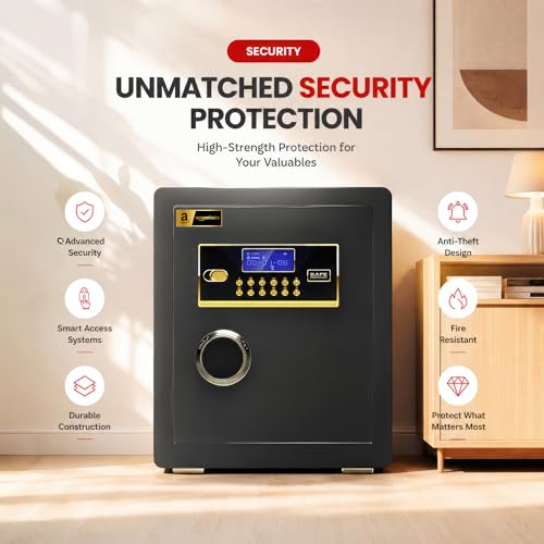 Image of Amazon Basics Pro Gross Capacity - 43L (Net - 38L), Digital Password Safe Locker Box for Home & Office | Electronic Security Locker Safe With Motorized Locking, Strong Steel Body, Anti Theft Design