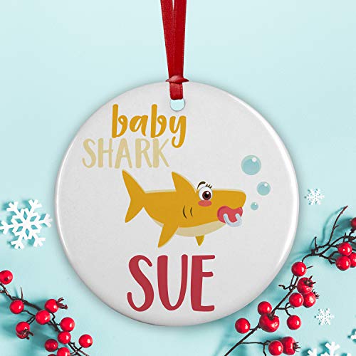 Baby Shark, Personalized Shark Ornament With Baby's Name - 3" Aluminum Ornament - Baby Gifts For Christmas, Xmas Keepsake - Custom Shark Family Ornaments, 1 Piece #TOP1