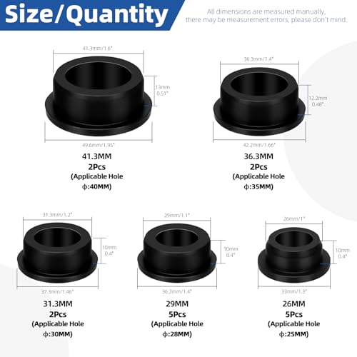Image of Glarks 16pcs 5 Sizes Hollow Silicone Hole Plug Set, Black High Temp Silicone Plug, T Shaped Stopper Hole Plug, Round Hole Flexible Stopper for Wire Cable, Hole Plugs, Automotive, Water Pipe