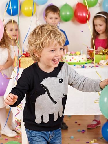 CM-Kid Little Boys' Elephant Long Sleeve T-shirt Cartoon Head Sweatshirt, Black, 3T