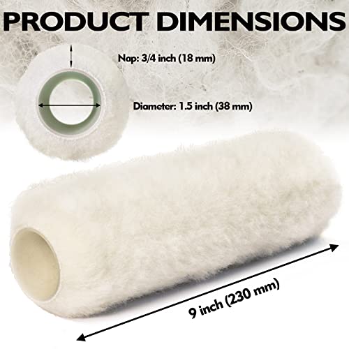 20pcs Paint Roller Covers 9 Inch x 3/4" Nap, High Capacity Lambswool Roller by PinStone - Image 2