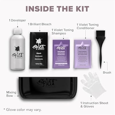 Splat Brilliant Bleach Kit, 1 Application, Includes Oxide, Bleach, Purple Toning Shampoo & Purple Toning Conditioner, Hair Bleach Kit Lifts up to 8 Levels, Vegan & Cruelty Free