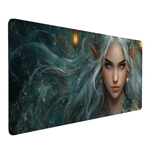 Tapis de souris XXL femme 800x300mm blanc imperméable et antidérapant pour bureau