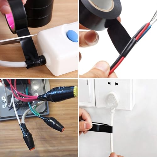 4 Stück Wasserfest Hitzebeständiges SelbstverschweißEndes Kabelbaum Klebeband - Isolierband Schwarz für Reparaturen und Isolierung - 18mm x 20m/16mm x 15m
