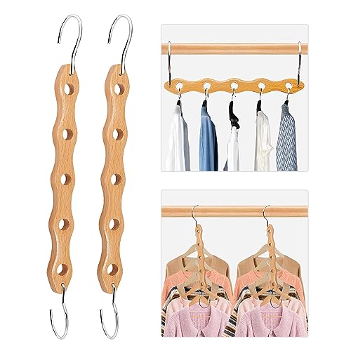 Space Saver Hangers Wooden Closet Hangers Sturdy Organization and Storage Clothes Hangers for Trouser Pants Heavy Coats Suits Shirts Hanging Organization (2)