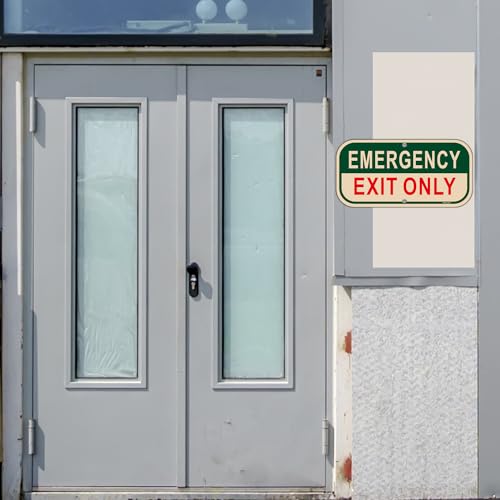 Emergency Exit Only Signs 12 x 6 Inches Exit Only Sign Emergency Sign for Door Rust-Free Aluminum Exit Sign, Weatherproof, Easy to Install, Indoor or Outdoor Use, 2 Pack - Thumbnail 6