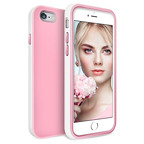 iPhone 6 Plus Case, LoHi iPhone 6s Plus Case [Extra Front Raised Lip] Back Shell Bumper Case Durable TPU Cover Slim Protective Case for Apple iPhone 6 6s Plus 5.5 Inch - Pink/White