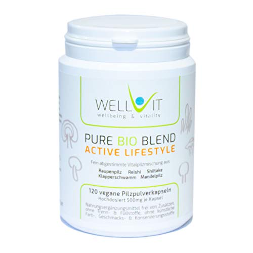 Pure Bio Blend Active Lifestyle 120 capsule da 500 mg funghi Cordyceps Reishi Shiitake Maitake agaricus blazei da agricoltura biologica