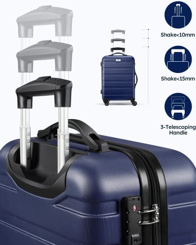 Image of Suitour Luggage 3 Piece Sets Hard Shell Luggage Set Spinner Wheels, TSA Lock, 20 24 28 inch Travel Suitcase Sets, Dark Blue