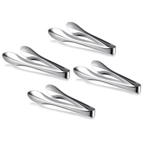 Yiyiring 4 Pack Silver Polished Serving Tongs 9 Inch