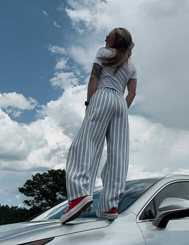 Aelfric Eden Baggy Wide Leg Sweatpants for Women Striped Sweat Pants Elastic Waist Lantern Trouser3