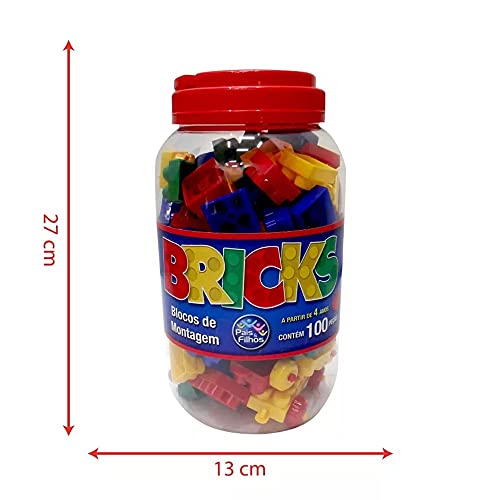 Pais & Filhos Brinquedo para Montar Bricks Blocos Montagem 100 Peças