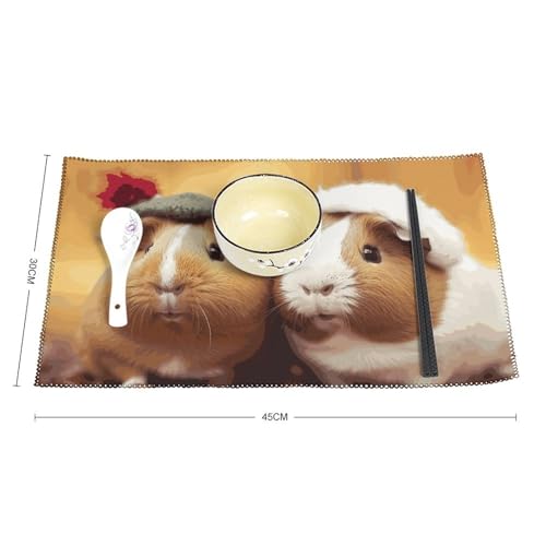 Set de table cochon d'inde lavable et résistant chaleur pour protection table cuisine x6 - 3