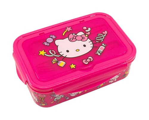 Fast Forward Hello Kitty Bento Lunch Box for Kids | Sanrio Food Container with Utensils | BPA-Free Toddler Lunch Kit with 3 Compartments | Bento Snack...
