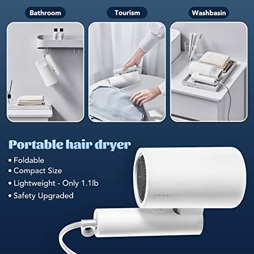 Hair Dryer, Travel Foldable Hair Dryer Blow Dryer For Fast Drying, Professional Ionic Salon Hair Dryer With 2 Heat Modes, 2 Speed, Smooth Nozzle For Women Men Child Without Damaging Hair #TOP4