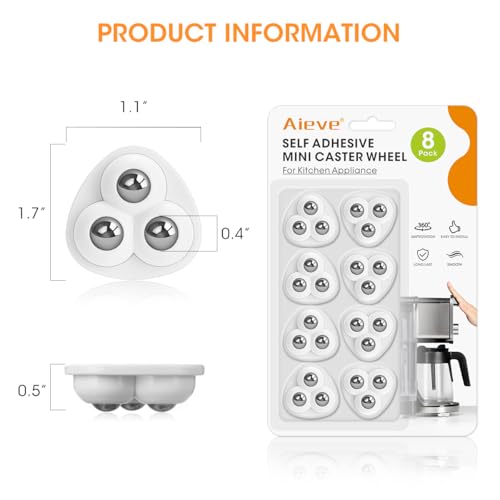 Aieve Appliance Wheels for Kitchen Appliances with 3 Ball Bearings 8 Pack