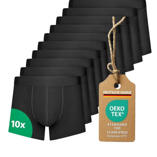Calosy Boxershorts Herren 10 Pack Baumwolle schwarz Unterhosen atmungsaktiv Unterwäsche Herren | Größe S