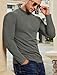 Vssjavun Mens Mock Turtleneck Long Sleeve Shirts Casual Slim Fit Undershirt Lightweight T-Shirt for Outdoor & Business Deep Grey