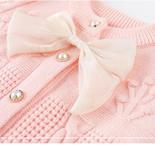 Little Girls Striped Pattern Sweater Solid Knitwear Cardigan Button Closure Coat Jacket4