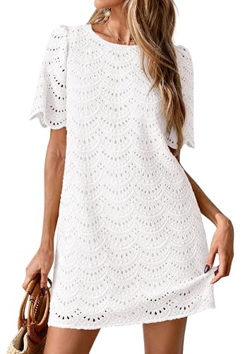 PRETTYGARDEN Women's 2026 Summer Casual Short Dresses Embroidered Lace Short