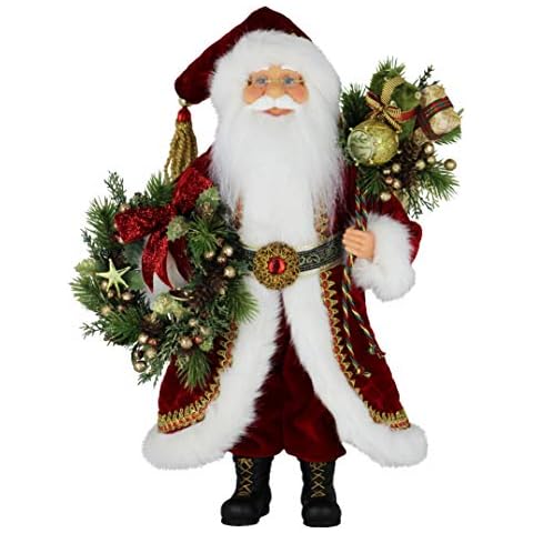Windy Hill Collection Wreath & Toy Bag 16" Inch Standing Santa Claus Figurine Figure Decoration 161080 Cover