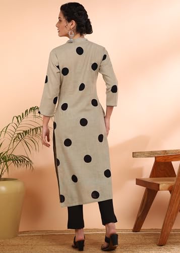 Image of Maaesa Women Printed Rayon Slub Straight Kurta
