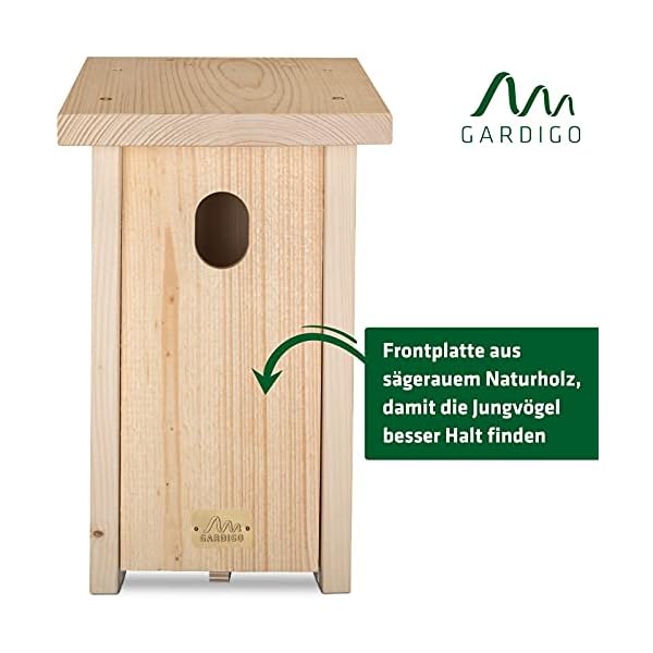 GARDIGO® Nistkasten für Gartenrotschwanz I Made in Germany, aus deutschem Holz, Vogelhaus, verschraubt, unbehandelt und… – Bild 4