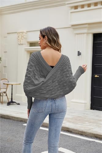Poncho de punto mujer que disimula y refresca blusa holgada gris cómoda 4