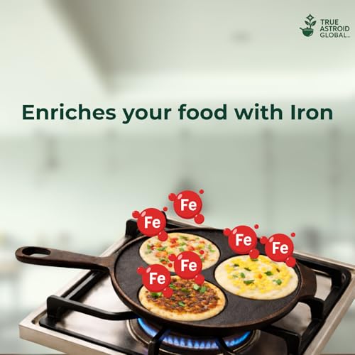 Image of Pre-Seasoned Cast Iron Uttapam Tawa | Uttappa Maker Tawa | Pancake, Appam & Egg Fry Pan | Induction Friendly | Naturally Nonstick, 100% Pure & Toxin-Free, No Chemical Coating