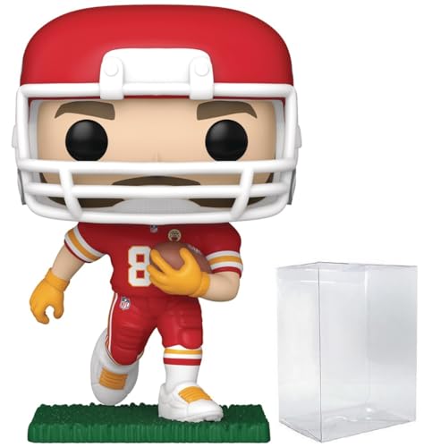 POP Football: Chiefs - Travis Kelce (Running) (Red and White Road Uniform) Funko Vinyl Figure (Bundled with Compatible Box Protector Case) Multicolor 3.75 inches