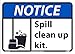 NMC NGA30PB Notice - Spill Clean up kit Sign - 14 in. x 10 in. PS Vinyl Cleaning Kit Sign with White/Black Text on Blue/White Base