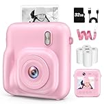 Instant Camera, Kids Camera Instant Print 48MP HD Photos & 1080P Video with Dual Lens, 32GB Card, 16X Zoom, Digital Cameras for Kids Children Teens Student Girl Boy Christmas Birthday Gifts(Pink)