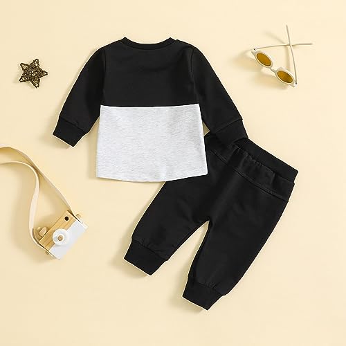 Baby Boy Fall Winter Clothes Toddler Boy Outfits Long Sleeve Patchwork Sweatshirt Tops Pants 12 Months to 5T3