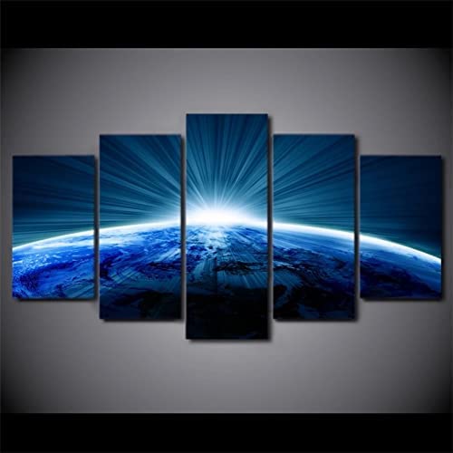Tableau multi panneau spatial 5 parties avec cadre pour transformer un mur vide de grand salon
