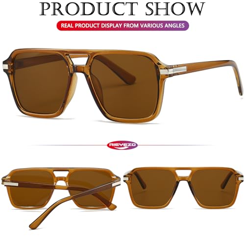 AIEYEZO Square Aviator Sunglasses for Women Men Fashion Retro Square Sun Glasses Classic Aviator Shades3