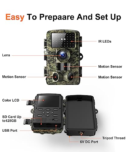 Trail Camera - 4K 48Mp Game Camera With Night Vision, 0.05S Trigger Motion Activated Hunting Camera, Ip66 Waterproof, 130°Wide-Angle With 46Pcs No Glow Infrared Leds For Outdoor Wildlife Monitoring. #TOP6