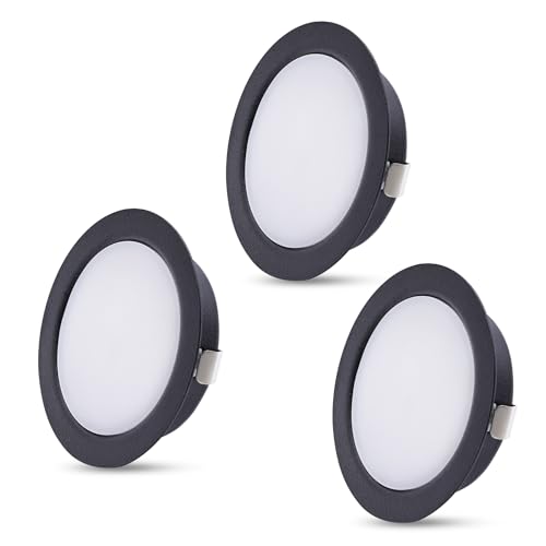 KYOTECH Faretto da incasso a LED nero, 4 W, 230 V, bianco neutro, 4000 K, diametro foro 55-58 mm, ricambio per faretti alogeni da incasso per armadio a specchio, armadio da bagno