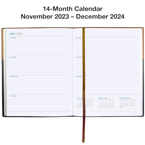 2024 Planner Calendar 8\"x10\" : Includes 14 Months (Nov 2023 to Dec 2024) / 2024 Weekly Planner/Weekly Agenda/Monthly Calendar Organizer/Included Pen (Black/Brown)