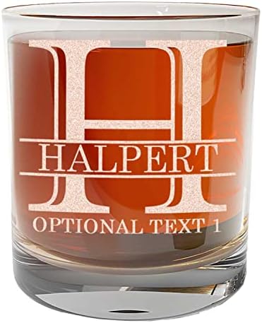Personalized Etch 11oz Custom Whiskey Glass, Whiskey Gifts for Men, Bourbon Glass Engraved, Birthday Gifts for Men Dad Husband Groomsmen Gifts, Customized Monogram Gifts, Halpert