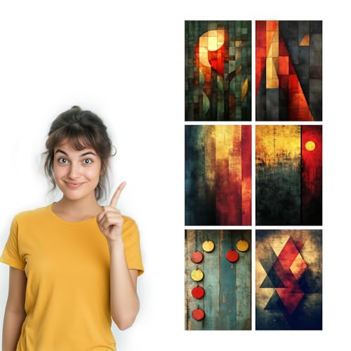Image of SiddArtify Abstract Geometric Wall Art Prints Set - Modern Poster Decor for Living Room Office - 8x12 inch Board Pack of 6