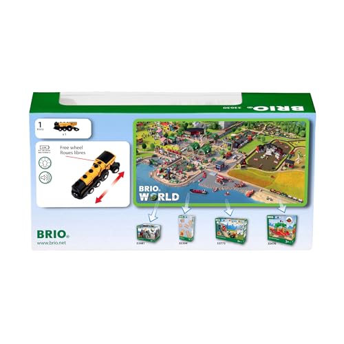 BRIO World 33630 Goldene Batterielok mit Licht und Sound - Mit Auskoppel-Funktion zur Nutzung als Schiebelok - Empfohlen ab 3 Jahren