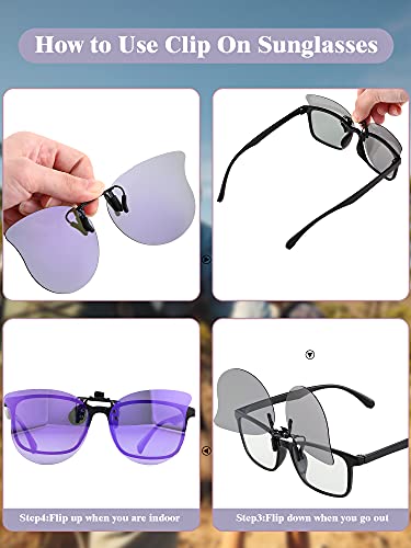 Frienda 3 Pairs Polarized Clip On Sunglasses Cat Eye Flip Lens Rimless Sunglasses for Women3
