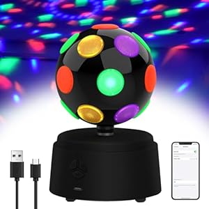 Disco Kugel, 360° Rotierende Discokugel, Disco Licht mit Mehrfarbigen LED, Discokugel Kinder mit Bluetooth, Musikgesteuerte und USB, Partylicht Klein für Kinder, Weihnachten, Geburtstag